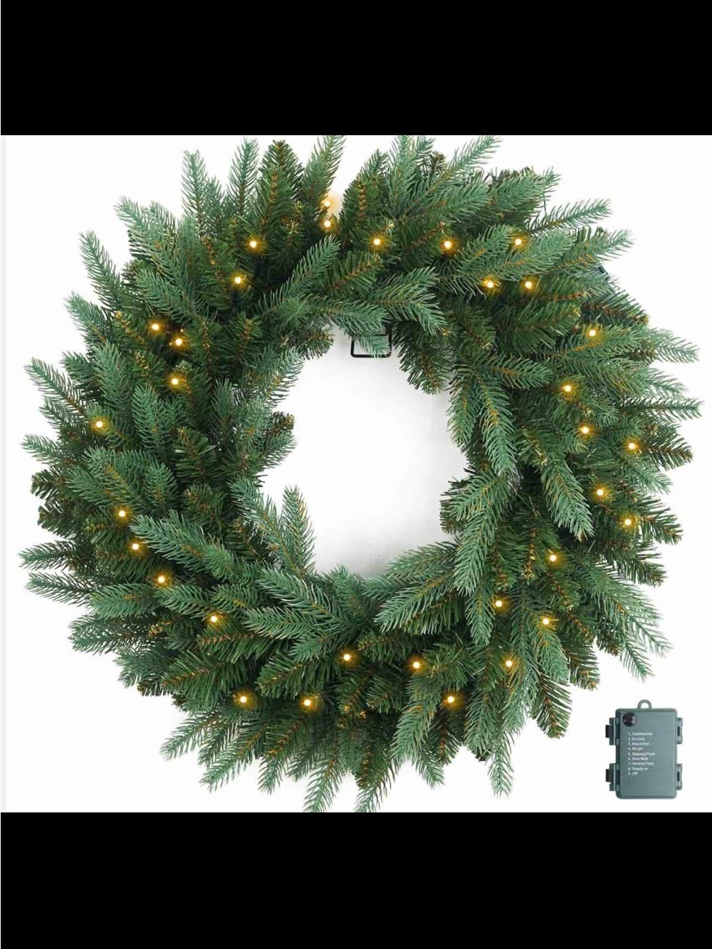 Martha Stewart Green Pine LED Holiday Wreath